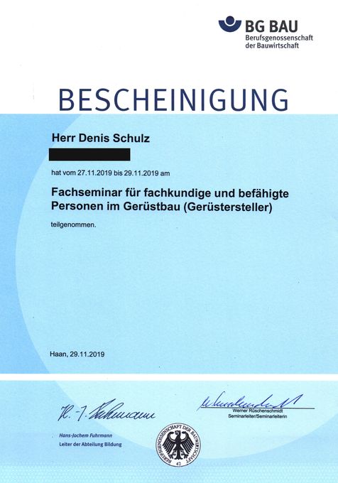 Vorschau: Gerüstbau: befähigte Person (Gerüstersteller), Seite 1