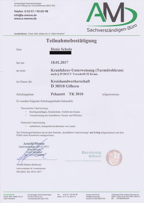 Vorschau: Kranfahrer-Unterweisung Turmdrehkran, Seite 1